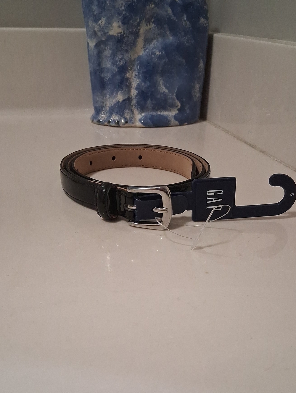 GAP Black Womens Leather Belt with Silver Buckle